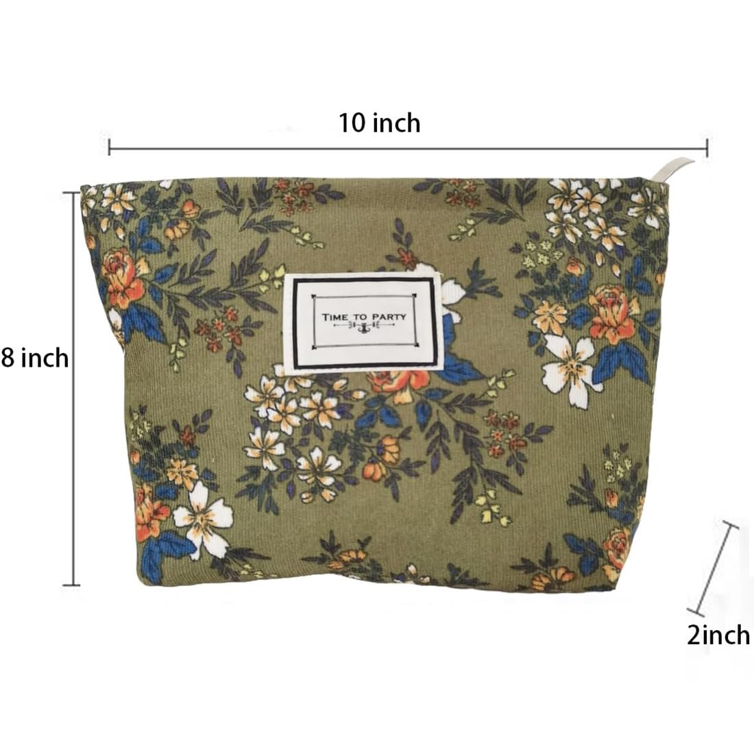 Floral Makeup Bags for Women, Large Cosmetic Pouch for Purse, Dark Green - thewildfolk Floral Makeup Bags for Women, Large Cosmetic Pouch for Purse, Dark Green