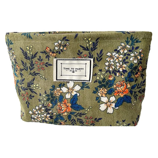 Floral Makeup Bags for Women, Large Cosmetic Pouch for Purse, Dark Green - thewildfolk Floral Makeup Bags for Women, Large Cosmetic Pouch for Purse, Dark Green