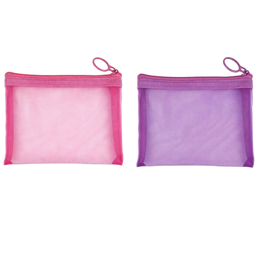 FOHOLA 2 Pack Mini Makeup Bags, Small Mesh Zipper Pouch Bags for Travel Organizer, Purse, Keychain (2, Pink Purple) - thewildfolk FOHOLA 2 Pack Mini Makeup Bags, Small Mesh Zipper Pouch Bags for Travel Organizer, Purse, Keychain (2, Pink Purple)