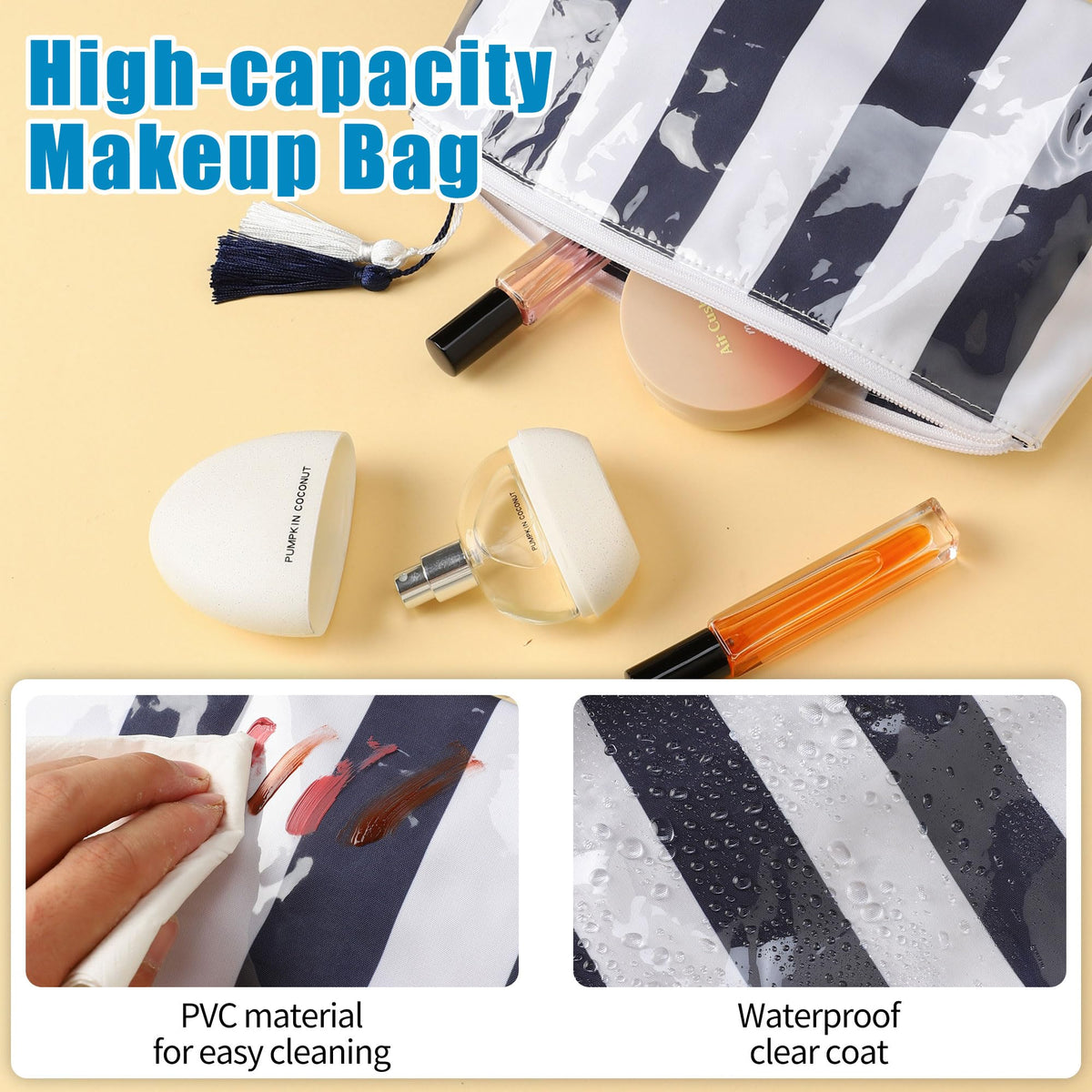 Fozira Makeup Bag for Purse, PVC Toiletry Cosmetic Bags for Women Girls, Waterproof Travel Makeup Bag Organizer Zipper Pouch Beach Summer Vacation Essentials Gifts for Women - thewildfolk Fozira Makeup Bag for Purse, PVC Toiletry Cosmetic Bags for Women Girls, Waterproof Travel Makeup Bag Organizer Zipper Pouch Beach Summer Vacation Essentials Gifts for Women