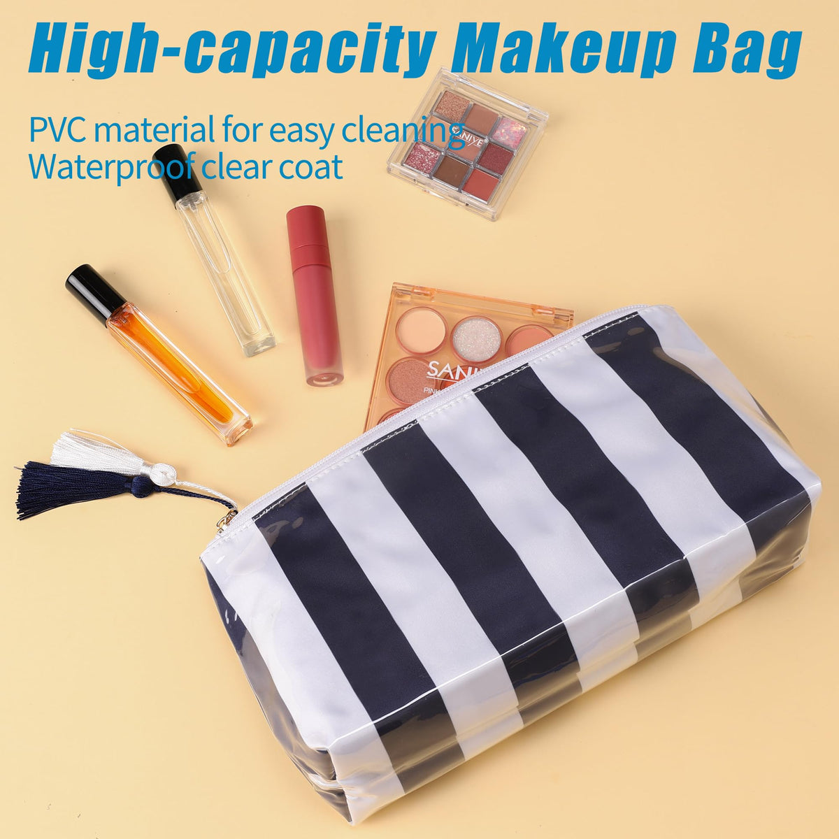 Fozira Makeup Bag for Purse, PVC Toiletry Cosmetic Bags for Women Girls, Waterproof Travel Makeup Bag Organizer Zipper Pouch Beach Summer Vacation Essentials Gifts for Women - thewildfolk Fozira Makeup Bag for Purse, PVC Toiletry Cosmetic Bags for Women Girls, Waterproof Travel Makeup Bag Organizer Zipper Pouch Beach Summer Vacation Essentials Gifts for Women