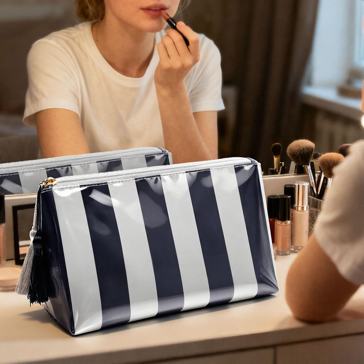 Fozira Makeup Bag for Purse, PVC Toiletry Cosmetic Bags for Women Girls, Waterproof Travel Makeup Bag Organizer Zipper Pouch Beach Summer Vacation Essentials Gifts for Women - thewildfolk Fozira Makeup Bag for Purse, PVC Toiletry Cosmetic Bags for Women Girls, Waterproof Travel Makeup Bag Organizer Zipper Pouch Beach Summer Vacation Essentials Gifts for Women
