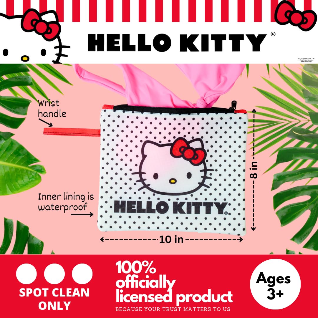 Franco Collectibles Hello Kitty Polka Dot Beach/Pool Waterproof Swimsuit, Makeup, Toiletries Pouch Bag, (Officially Licensed Product) - thewildfolk Franco Collectibles Hello Kitty Polka Dot Beach/Pool Waterproof Swimsuit, Makeup, Toiletries Pouch Bag, (Officially Licensed Product)