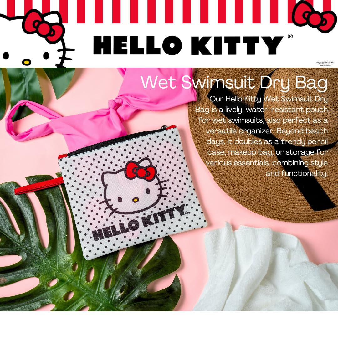 Franco Collectibles Hello Kitty Polka Dot Beach/Pool Waterproof Swimsuit, Makeup, Toiletries Pouch Bag, (Officially Licensed Product) - thewildfolk Franco Collectibles Hello Kitty Polka Dot Beach/Pool Waterproof Swimsuit, Makeup, Toiletries Pouch Bag, (Officially Licensed Product)