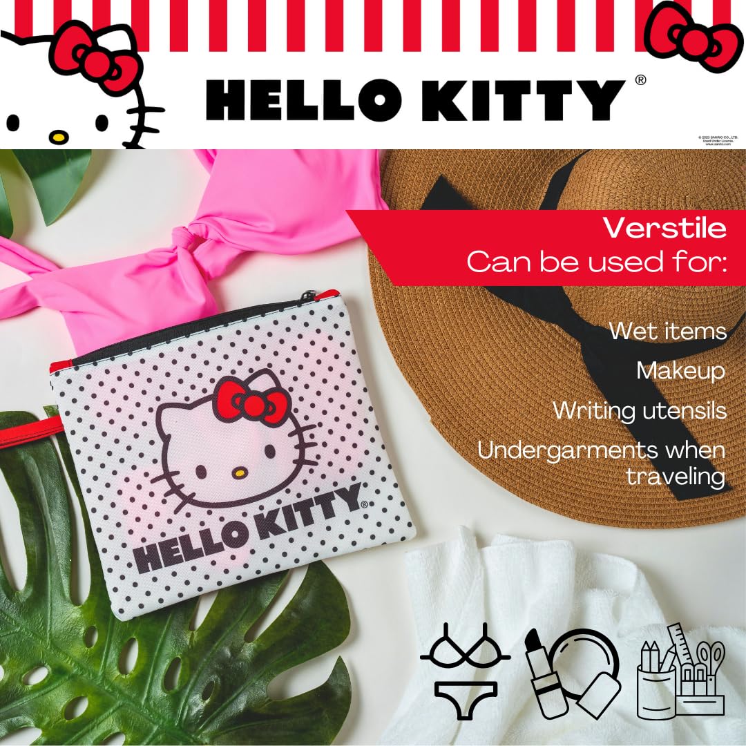Franco Collectibles Hello Kitty Polka Dot Beach/Pool Waterproof Swimsuit, Makeup, Toiletries Pouch Bag, (Officially Licensed Product) - thewildfolk Franco Collectibles Hello Kitty Polka Dot Beach/Pool Waterproof Swimsuit, Makeup, Toiletries Pouch Bag, (Officially Licensed Product)