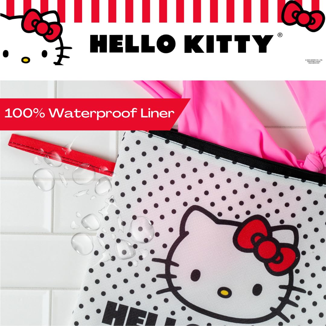Franco Collectibles Hello Kitty Polka Dot Beach/Pool Waterproof Swimsuit, Makeup, Toiletries Pouch Bag, (Officially Licensed Product) - thewildfolk Franco Collectibles Hello Kitty Polka Dot Beach/Pool Waterproof Swimsuit, Makeup, Toiletries Pouch Bag, (Officially Licensed Product)