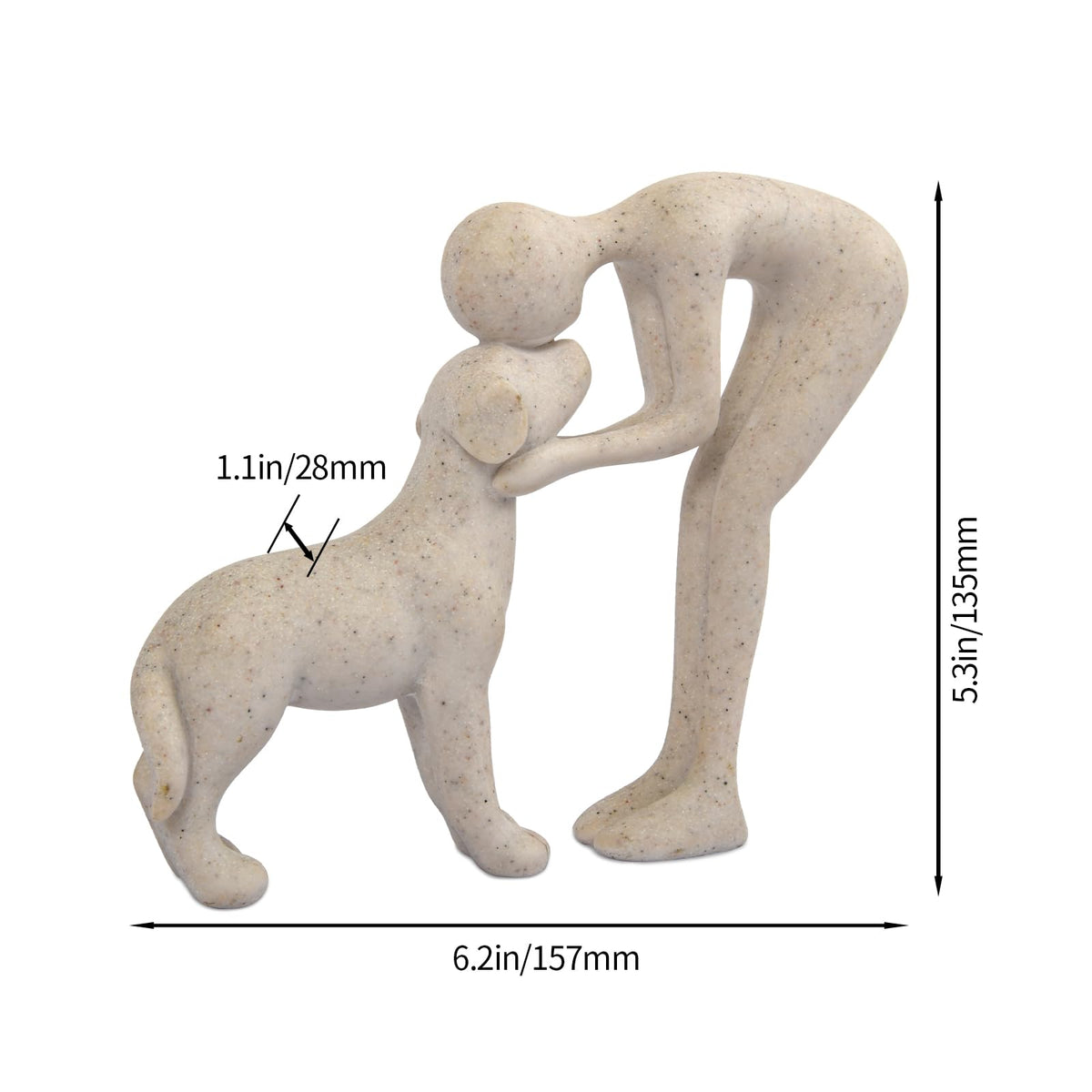 FriyGardcn Abstract Person and Dog Head-to-Head Figurine Sandstone - thewildfolk FriyGardcn Abstract Person and Dog Head-to-Head Figurine Sandstone