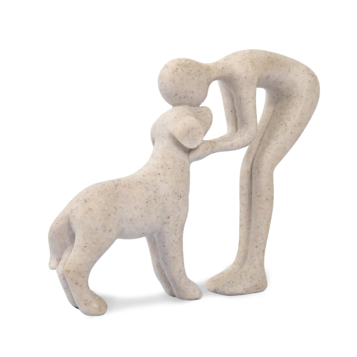 FriyGardcn Abstract Person and Dog Head-to-Head Figurine Sandstone - thewildfolk FriyGardcn Abstract Person and Dog Head-to-Head Figurine Sandstone