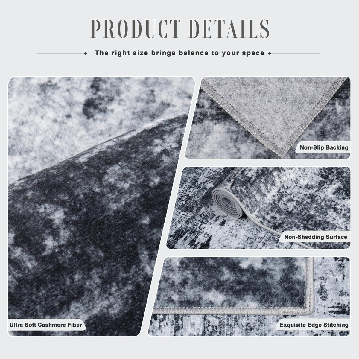 FXRHLP 5x7 Area Rug Living Room: Modern Washable Indoor Carpet Black - thewildfolk FXRHLP 5x7 Area Rug Living Room: Modern Washable Indoor Carpet Black
