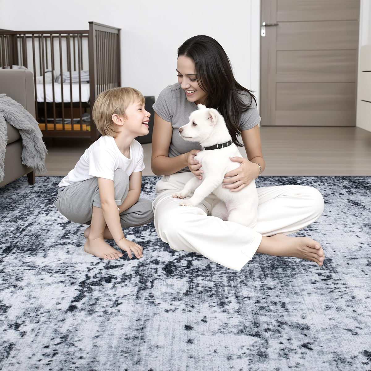 FXRHLP 5x7 Area Rug Living Room: Modern Washable Indoor Carpet Black - thewildfolk FXRHLP 5x7 Area Rug Living Room: Modern Washable Indoor Carpet Black