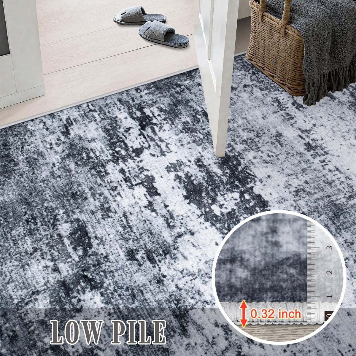 FXRHLP 5x7 Area Rug Living Room: Modern Washable Indoor Carpet Black - thewildfolk FXRHLP 5x7 Area Rug Living Room: Modern Washable Indoor Carpet Black