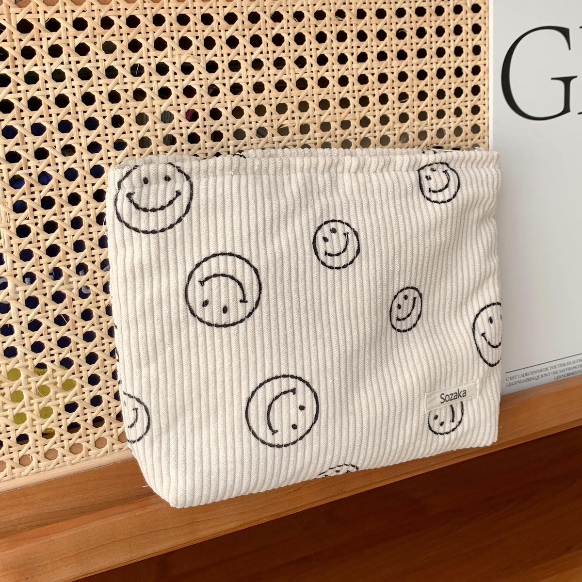 Gardsell Cosmetic Bags for Women - Corduroy Cosmetic Bag Aesthetic Women Handbags Purses Smile Dots Makeup Organizer Storage Makeup Bag Girls Case Bags (A-Beige) - thewildfolk Gardsell Cosmetic Bags for Women - Corduroy Cosmetic Bag Aesthetic Women Handbags Purses Smile Dots Makeup Organizer Storage Makeup Bag Girls Case Bags (A-Beige)