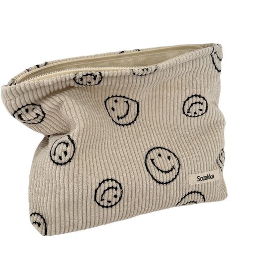 Gardsell Cosmetic Bags for Women - Corduroy Cosmetic Bag Aesthetic Women Handbags Purses Smile Dots Makeup Organizer Storage Makeup Bag Girls Case Bags (A-Beige) - thewildfolk Gardsell Cosmetic Bags for Women - Corduroy Cosmetic Bag Aesthetic Women Handbags Purses Smile Dots Makeup Organizer Storage Makeup Bag Girls Case Bags (A-Beige)