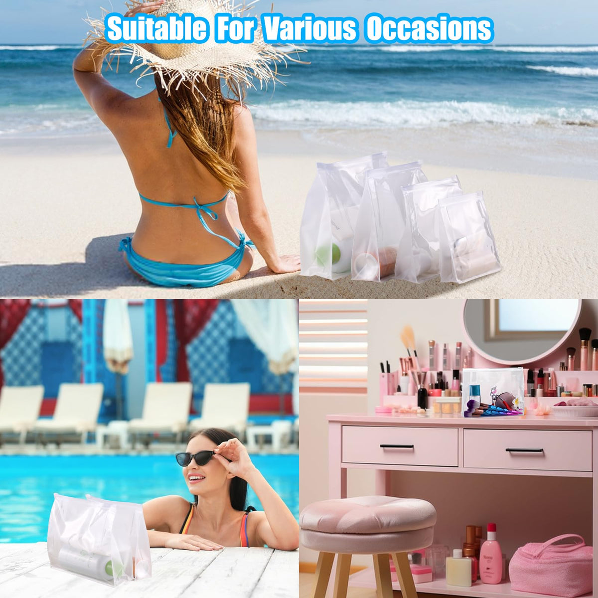 GAWBYET 50 PCS Mini Clear Makeup Bag,Small Clear Zipper Pouch Travel Bag for Toiletries Plastic Cosmetic Organizer Waterproof，for Swimsuit Bikini Travel Vacation(5.9 x 5.1 x 1.4 Inch) - thewildfolk GAWBYET 50 PCS Mini Clear Makeup Bag,Small Clear Zipper Pouch Travel Bag for Toiletries Plastic Cosmetic Organizer Waterproof，for Swimsuit Bikini Travel Vacation(5.9 x 5.1 x 1.4 Inch)