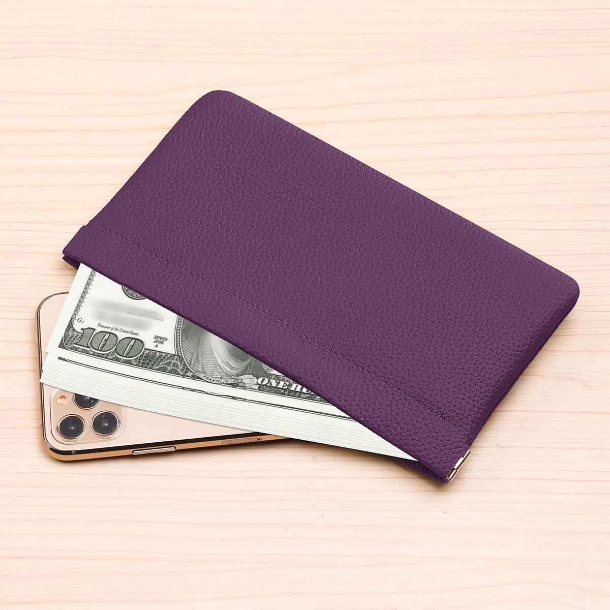 Genuine Leather Pocket Cosmetic Bag for Purse,Coin Purse Lipstick Cosmetic Accessories Travel Pouch for Storage Waterproof Portable No Zipper Self-closing Small Makeup Pouch (Purple) - thewildfolk Genuine Leather Pocket Cosmetic Bag for Purse,Coin Purse Lipstick Cosmetic Accessories Travel Pouch for Storage Waterproof Portable No Zipper Self-closing Small Makeup Pouch (Purple)