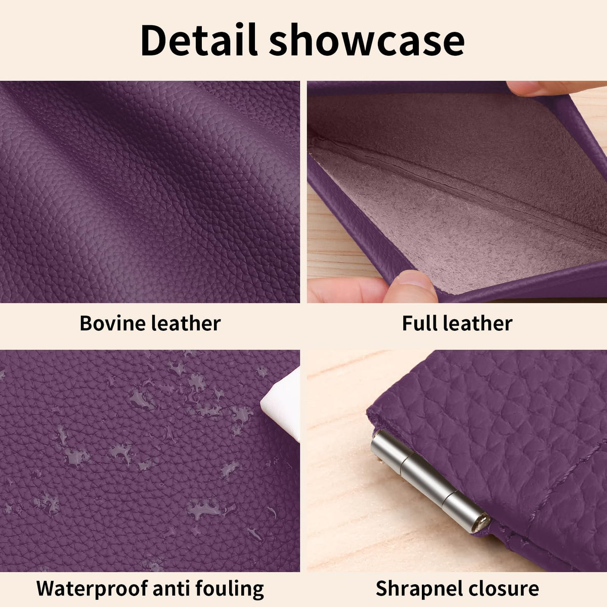 Genuine Leather Pocket Cosmetic Bag for Purse,Coin Purse Lipstick Cosmetic Accessories Travel Pouch for Storage Waterproof Portable No Zipper Self-closing Small Makeup Pouch (Purple) - thewildfolk Genuine Leather Pocket Cosmetic Bag for Purse,Coin Purse Lipstick Cosmetic Accessories Travel Pouch for Storage Waterproof Portable No Zipper Self-closing Small Makeup Pouch (Purple)
