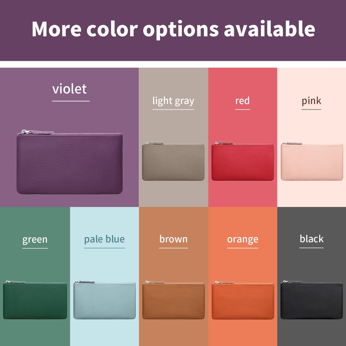 Genuine Leather Zipper Purse, Travel Makeup Bag With Zipper for Men Women Coin Bag Lipstick Cosmetic Accessories Organizer, Travel Kit Storage Pouch (Purple) - thewildfolk Genuine Leather Zipper Purse, Travel Makeup Bag With Zipper for Men Women Coin Bag Lipstick Cosmetic Accessories Organizer, Travel Kit Storage Pouch (Purple)