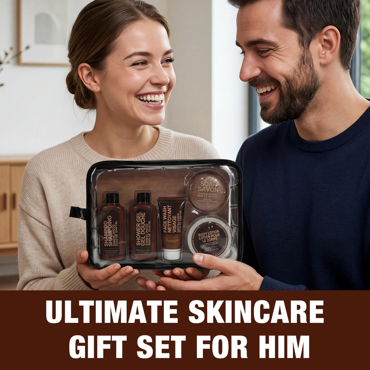 Gifts for Men 6pc Sandalwood Gift Set Travel Size Toiletry with Body Lotion - thewildfolk Gifts for Men 6pc Sandalwood Gift Set Travel Size Toiletry with Body Lotion