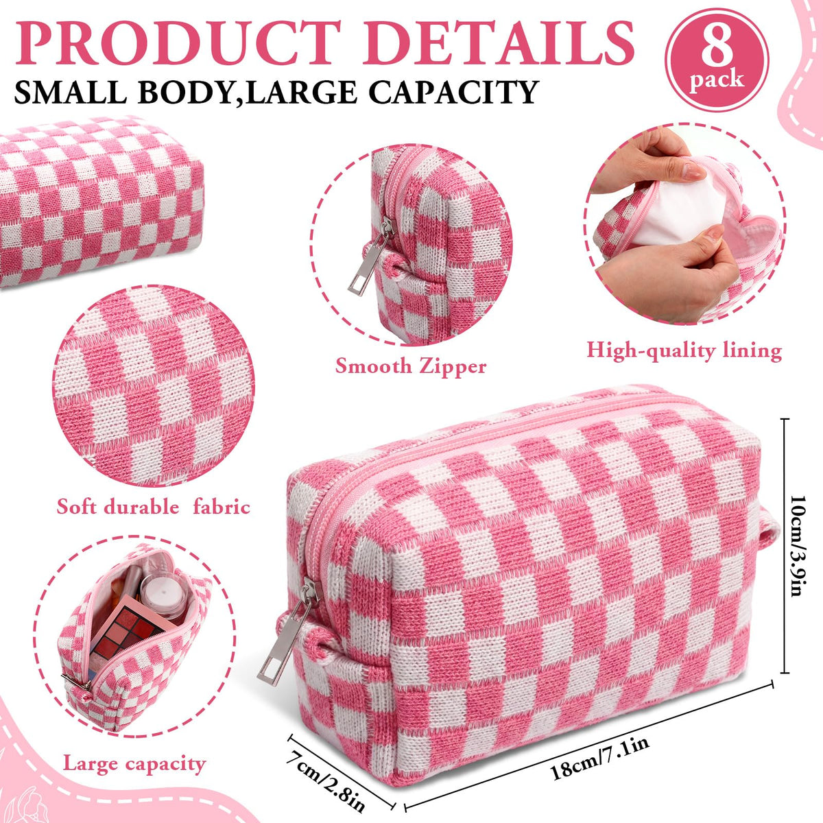 Gilprop 8 Pcs Checkered Makeup Bag Small Cosmetic Pouch Bulk,Colorful 2 - thewildfolk Gilprop 8 Pcs Checkered Makeup Bag Small Cosmetic Pouch Bulk,Colorful 2