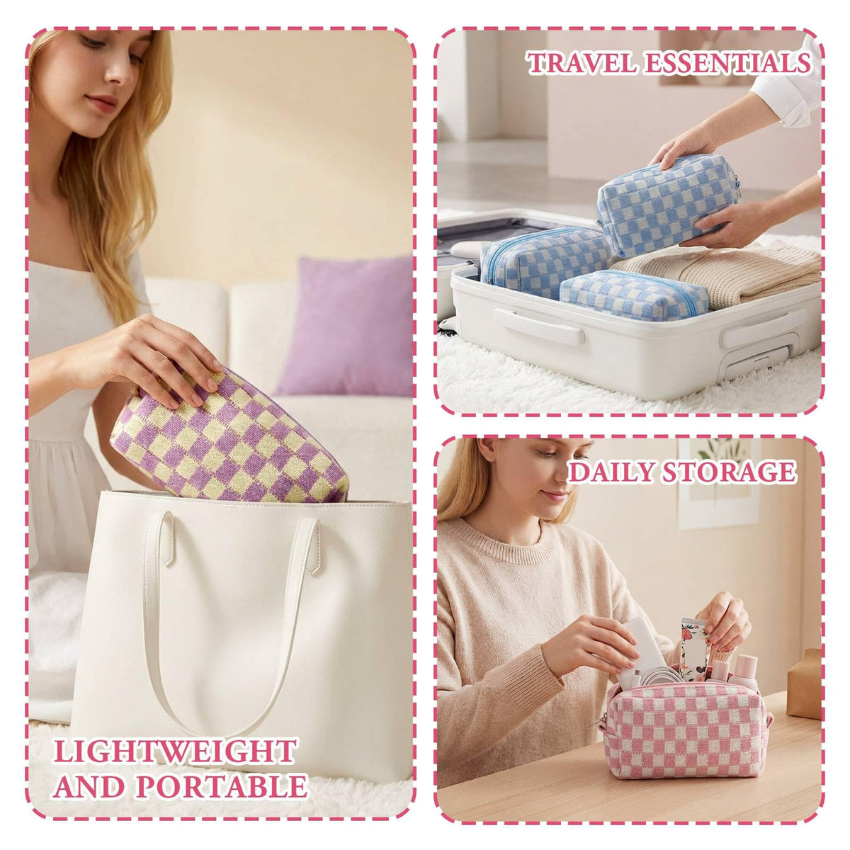 Gilprop 8 Pcs Checkered Makeup Bag Small Cosmetic Pouch Bulk,Colorful 2 - thewildfolk Gilprop 8 Pcs Checkered Makeup Bag Small Cosmetic Pouch Bulk,Colorful 2