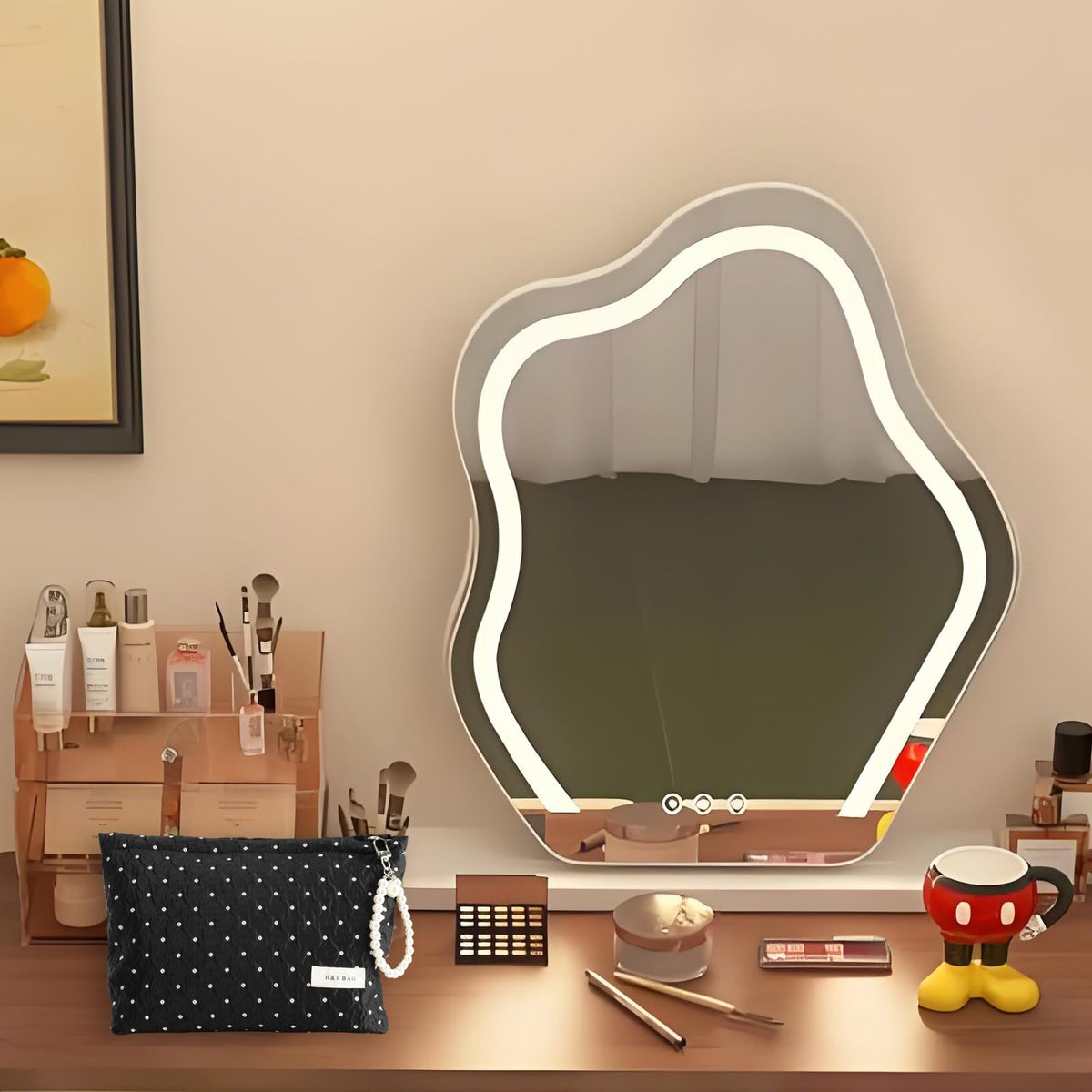 giteo bedding Makeup Bag, Travel Portable Cosmetic Bags for Women Girls, Elegant Polka Dot Make Up Case with Pearl Charm, Large Capacity Toiletry Organizer, Daily Use Pouches for Purse - thewildfolk giteo bedding Makeup Bag, Travel Portable Cosmetic Bags for Women Girls, Elegant Polka Dot Make Up Case with Pearl Charm, Large Capacity Toiletry Organizer, Daily Use Pouches for Purse