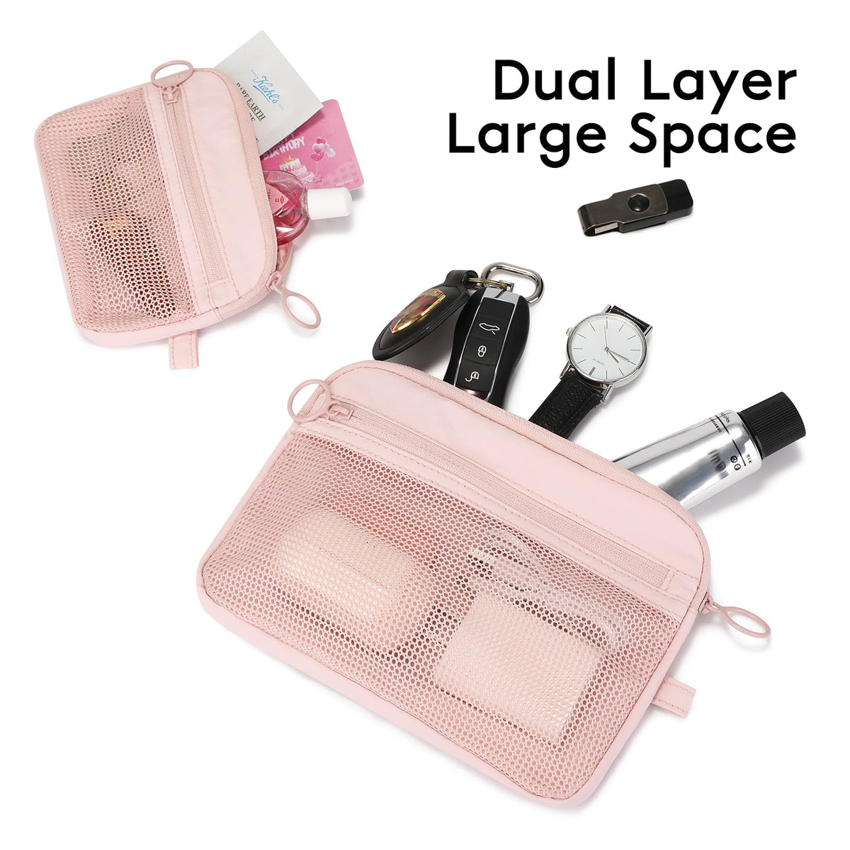 GIVLEFLY 2 PCS Purse Organizer Pouch Set for Women, Lightweight Zipper Storage Pouches for Handbags, Cosmetics, Keys, Cards, Travel Accessories and Daily Essentials - thewildfolk GIVLEFLY 2 PCS Purse Organizer Pouch Set for Women, Lightweight Zipper Storage Pouches for Handbags, Cosmetics, Keys, Cards, Travel Accessories and Daily Essentials