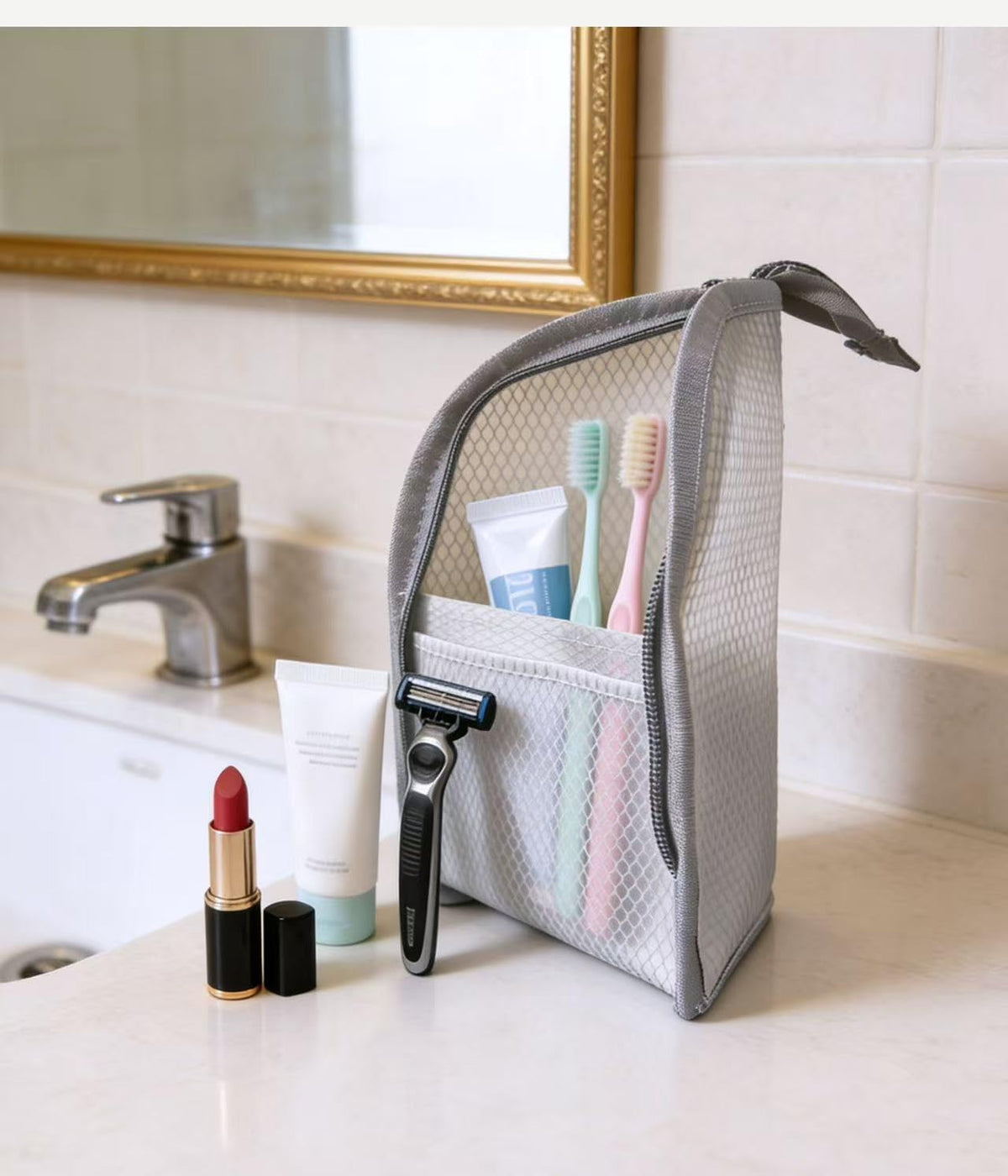 GLLCTLZ Portable 3-Pack Standing Toiletry Bag，Foldable Clear Hanging Travel Cosmetic Bag–Waterproof EVA Mesh, Large Capacity Travel Organizer for Men & Women - thewildfolk GLLCTLZ Portable 3-Pack Standing Toiletry Bag，Foldable Clear Hanging Travel Cosmetic Bag–Waterproof EVA Mesh, Large Capacity Travel Organizer for Men & Women