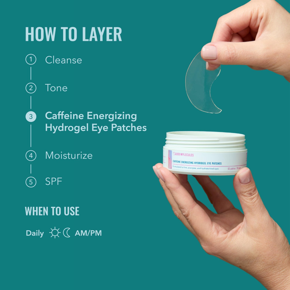 Good Molecules Caffeine Energizing Hydrogel Eye Patches - Eye Mask with Hyaluronic Acid Hydrate and Reduce Puffiness - Pack of 30, Skincare for Face - thewildfolk Good Molecules Caffeine Energizing Hydrogel Eye Patches - Eye Mask with Hyaluronic Acid Hydrate and Reduce Puffiness - Pack of 30, Skincare for Face