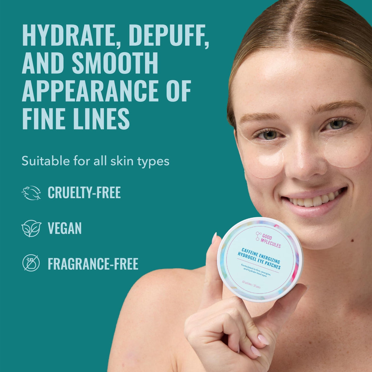 Good Molecules Caffeine Energizing Hydrogel Eye Patches - Eye Mask with Hyaluronic Acid Hydrate and Reduce Puffiness - Pack of 30, Skincare for Face - thewildfolk Good Molecules Caffeine Energizing Hydrogel Eye Patches - Eye Mask with Hyaluronic Acid Hydrate and Reduce Puffiness - Pack of 30, Skincare for Face