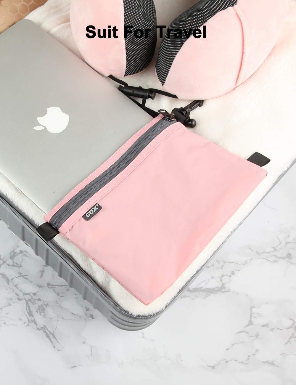 GOX Travel Toiletry Bag Carry On Zipper Pouch Cosmetic Kit Makeup Digital Bag Water Repellent Nylon (Pink) - thewildfolk GOX Travel Toiletry Bag Carry On Zipper Pouch Cosmetic Kit Makeup Digital Bag Water Repellent Nylon (Pink)