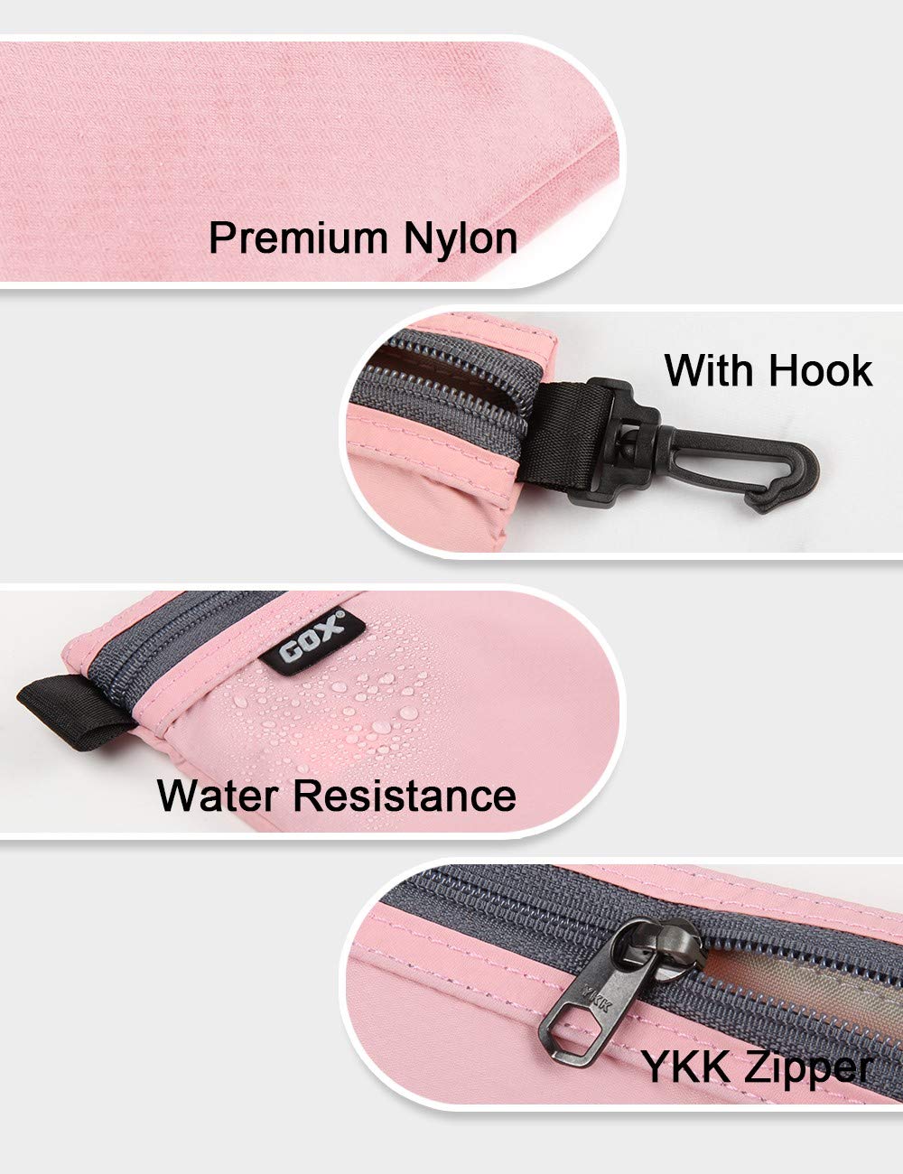 GOX Travel Toiletry Bag Carry On Zipper Pouch Cosmetic Kit Makeup Digital Bag Water Repellent Nylon (Pink) - thewildfolk GOX Travel Toiletry Bag Carry On Zipper Pouch Cosmetic Kit Makeup Digital Bag Water Repellent Nylon (Pink)