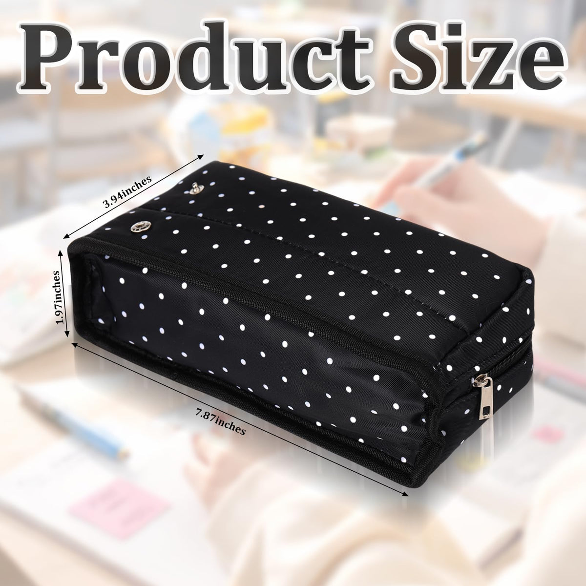 Gueevin Large Capacity Pencil Case Polka Dot Pencil Case Black and White Pen Pouch with Multiple Compartments Foldable Portable Stationery Organizer Makeup Bag for Adults(Black) - thewildfolk Gueevin Large Capacity Pencil Case Polka Dot Pencil Case Black and White Pen Pouch with Multiple Compartments Foldable Portable Stationery Organizer Makeup Bag for Adults(Black)
