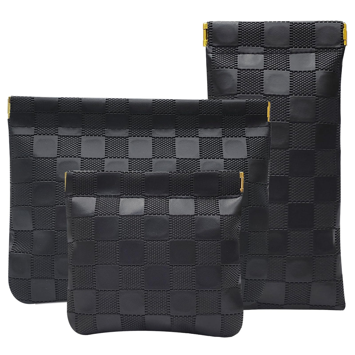 Hapforever 3PCS Small Makeup Bag for Purse, Waterproof PU Leather Snap Closure Organizer Set Mini Travel Cosmetic Pouches for Women Coin Purse Lipstick Cosmetic Accessories Organizer (Black) - thewildfolk Hapforever 3PCS Small Makeup Bag for Purse, Waterproof PU Leather Snap Closure Organizer Set Mini Travel Cosmetic Pouches for Women Coin Purse Lipstick Cosmetic Accessories Organizer (Black)