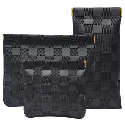 Hapforever 3PCS Small Makeup Bag for Purse, Waterproof PU Leather Snap Closure Organizer Set Mini Travel Cosmetic Pouches for Women Coin Purse Lipstick Cosmetic Accessories Organizer (Black) - thewildfolk Hapforever 3PCS Small Makeup Bag for Purse, Waterproof PU Leather Snap Closure Organizer Set Mini Travel Cosmetic Pouches for Women Coin Purse Lipstick Cosmetic Accessories Organizer (Black)