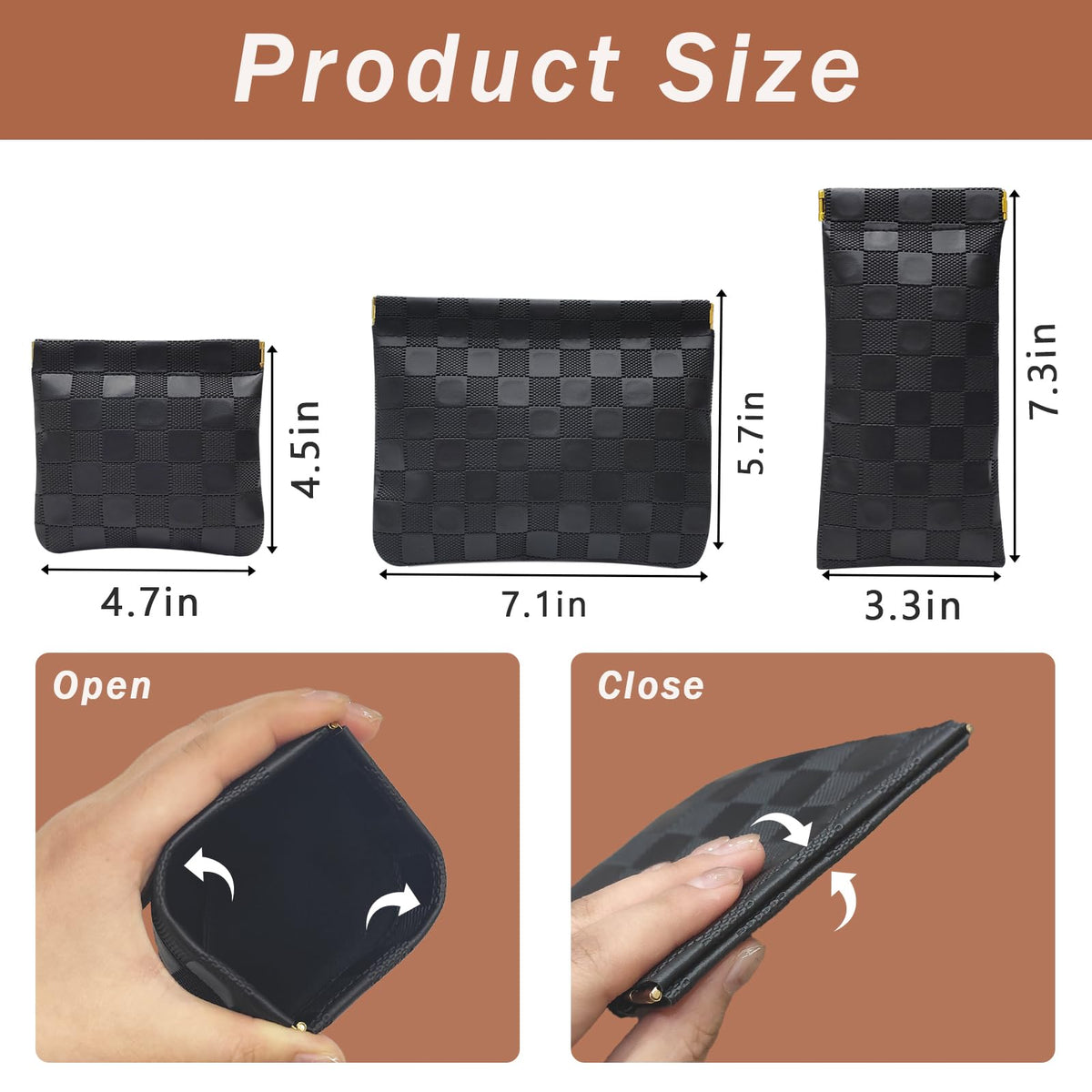 Hapforever 3PCS Small Makeup Bag for Purse, Waterproof PU Leather Snap Closure Organizer Set Mini Travel Cosmetic Pouches for Women Coin Purse Lipstick Cosmetic Accessories Organizer (Black) - thewildfolk Hapforever 3PCS Small Makeup Bag for Purse, Waterproof PU Leather Snap Closure Organizer Set Mini Travel Cosmetic Pouches for Women Coin Purse Lipstick Cosmetic Accessories Organizer (Black)