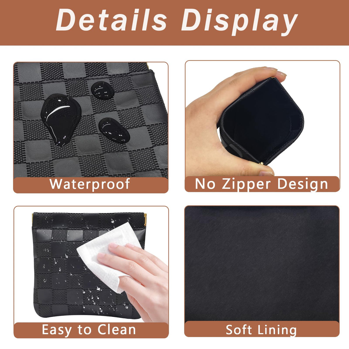 Hapforever 3PCS Small Makeup Bag for Purse, Waterproof PU Leather Snap Closure Organizer Set Mini Travel Cosmetic Pouches for Women Coin Purse Lipstick Cosmetic Accessories Organizer (Black) - thewildfolk Hapforever 3PCS Small Makeup Bag for Purse, Waterproof PU Leather Snap Closure Organizer Set Mini Travel Cosmetic Pouches for Women Coin Purse Lipstick Cosmetic Accessories Organizer (Black)