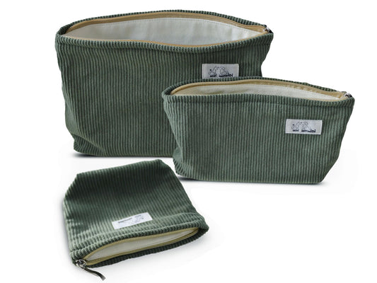 HAPPYHEIDI Large Makeup Bag Set 3 Travel Cosmetic Pouch, Dark Green - thewildfolk HAPPYHEIDI Large Makeup Bag Set 3 Travel Cosmetic Pouch, Dark Green