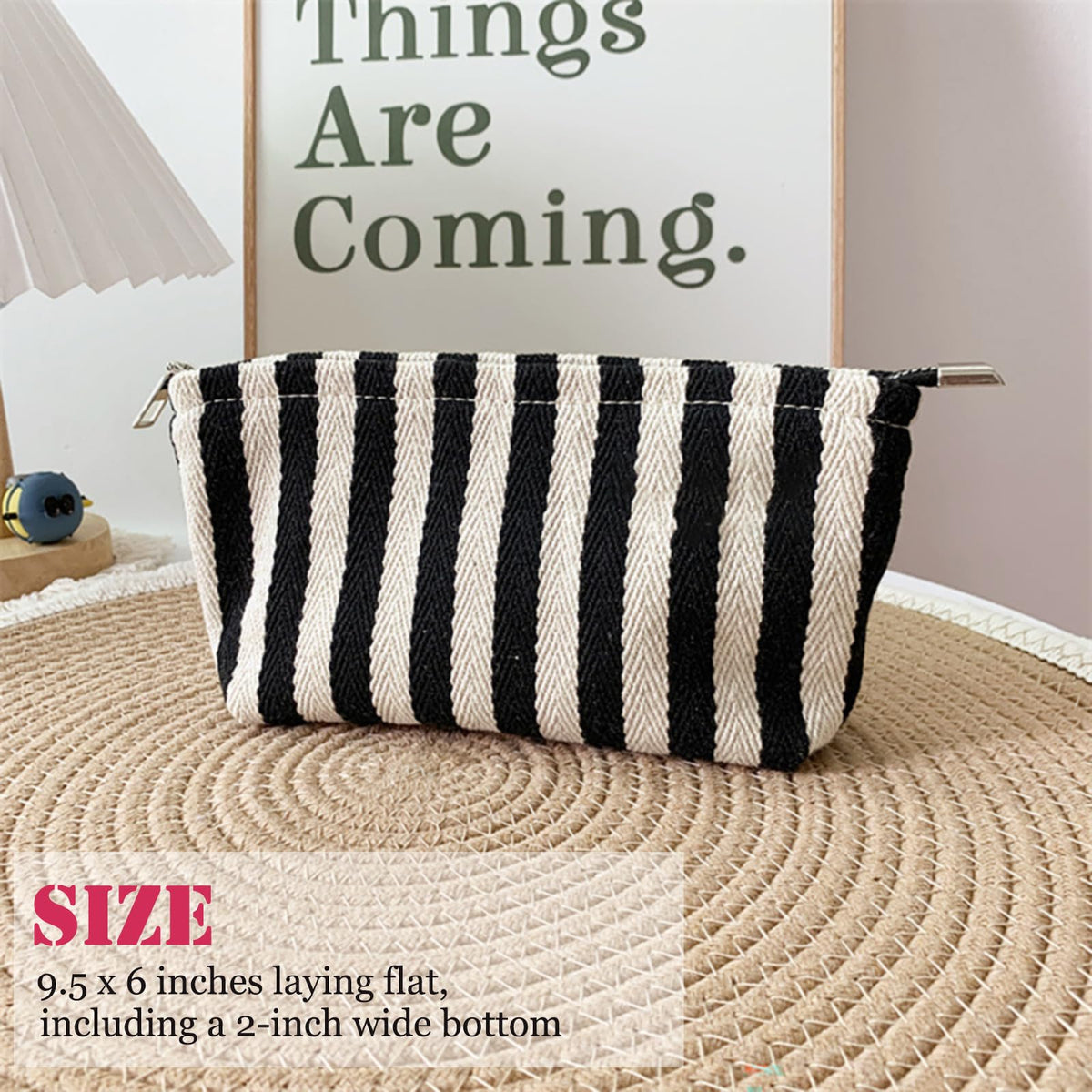 HAPPYHEIDI Small Makeup Brush Bag Zipper Pouch, Black White Striped - thewildfolk HAPPYHEIDI Small Makeup Brush Bag Zipper Pouch, Black White Striped