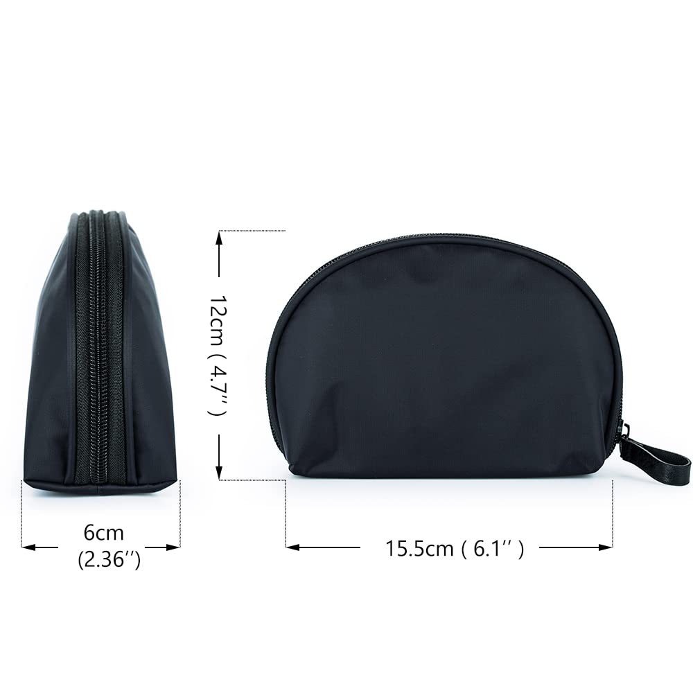 Hekyip Half Moon Cosmetic Bag, Travel Makeup Pouch, Portable Waterproof Cosmetic Pouch for Girls Women, Small (ALL BLACK) - thewildfolk Hekyip Half Moon Cosmetic Bag, Travel Makeup Pouch, Portable Waterproof Cosmetic Pouch for Girls Women, Small (ALL BLACK)