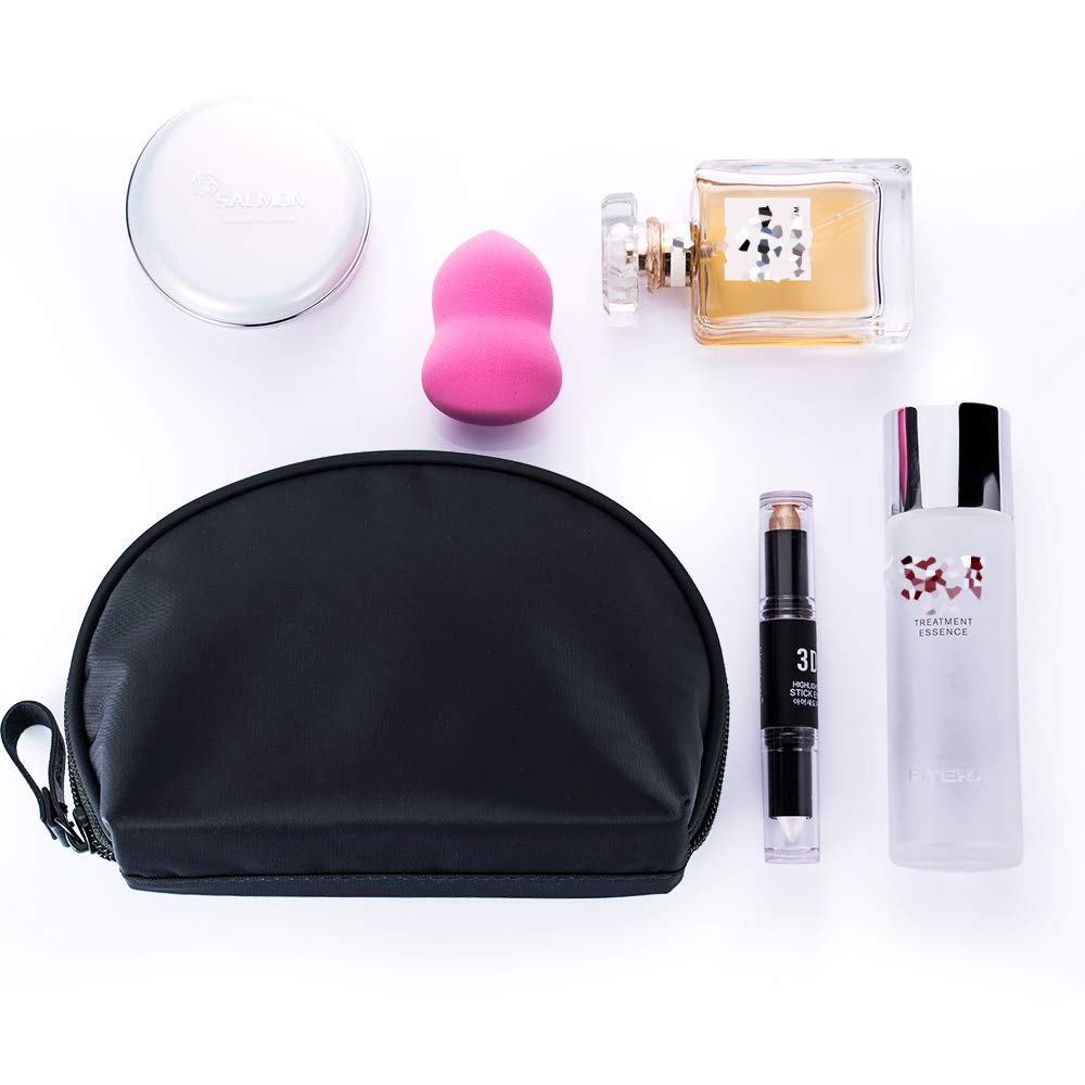 Hekyip Half Moon Cosmetic Bag, Travel Makeup Pouch, Portable Waterproof Cosmetic Pouch for Girls Women, Small (ALL BLACK) - thewildfolk Hekyip Half Moon Cosmetic Bag, Travel Makeup Pouch, Portable Waterproof Cosmetic Pouch for Girls Women, Small (ALL BLACK)