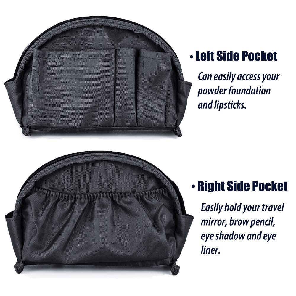 Hekyip Half Moon Cosmetic Bag, Travel Makeup Pouch, Portable Waterproof Cosmetic Pouch for Girls Women, Small (ALL BLACK) - thewildfolk Hekyip Half Moon Cosmetic Bag, Travel Makeup Pouch, Portable Waterproof Cosmetic Pouch for Girls Women, Small (ALL BLACK)
