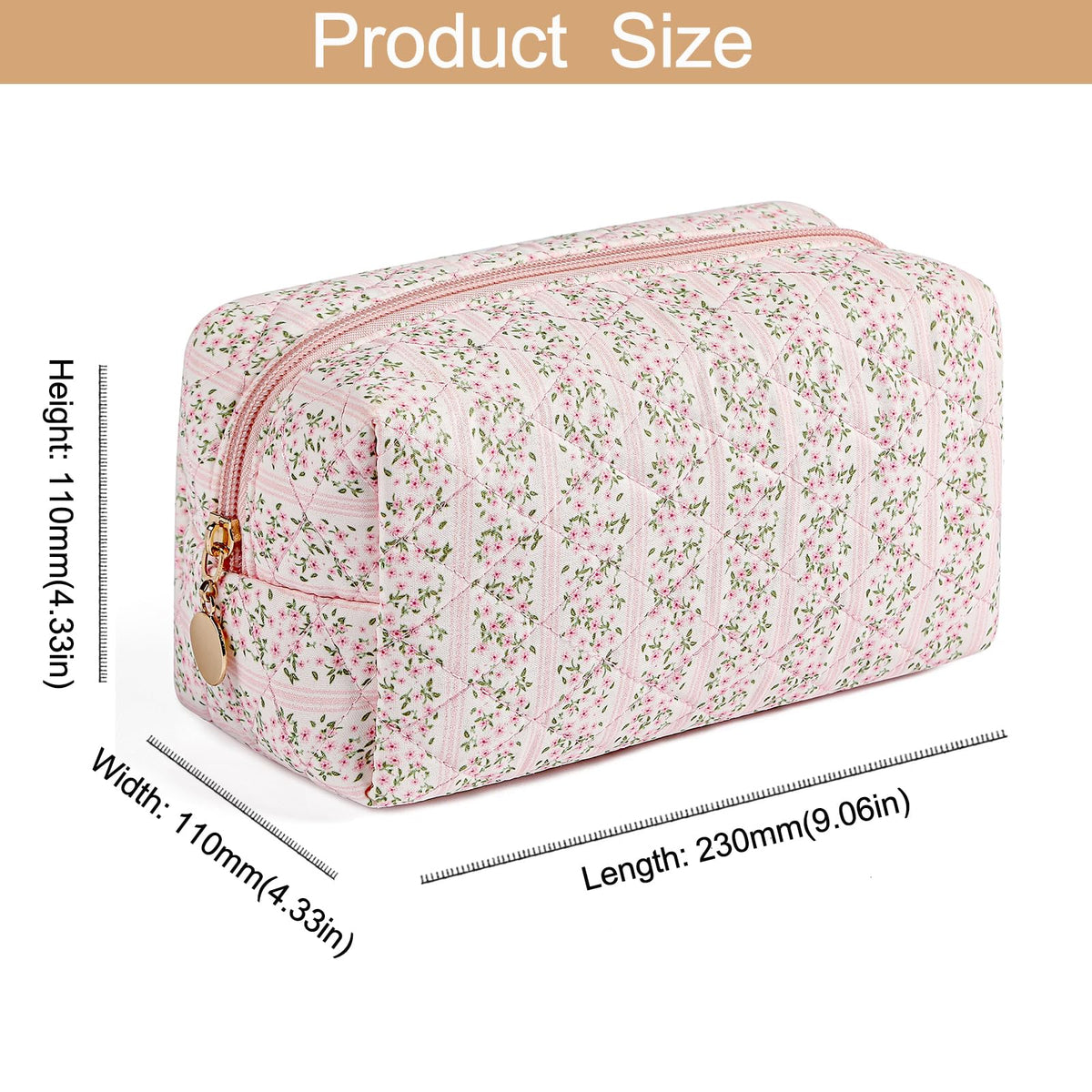 HHQQWZ Makeup Bag Travel Cosmetic Bag for Women Girls, Zipper Make Up Pouch, Floral Flowers Toiletry Organizer Makeup, Portable Storage Cosmetic Travel Cloth Bag (Pink) - thewildfolk HHQQWZ Makeup Bag Travel Cosmetic Bag for Women Girls, Zipper Make Up Pouch, Floral Flowers Toiletry Organizer Makeup, Portable Storage Cosmetic Travel Cloth Bag (Pink)