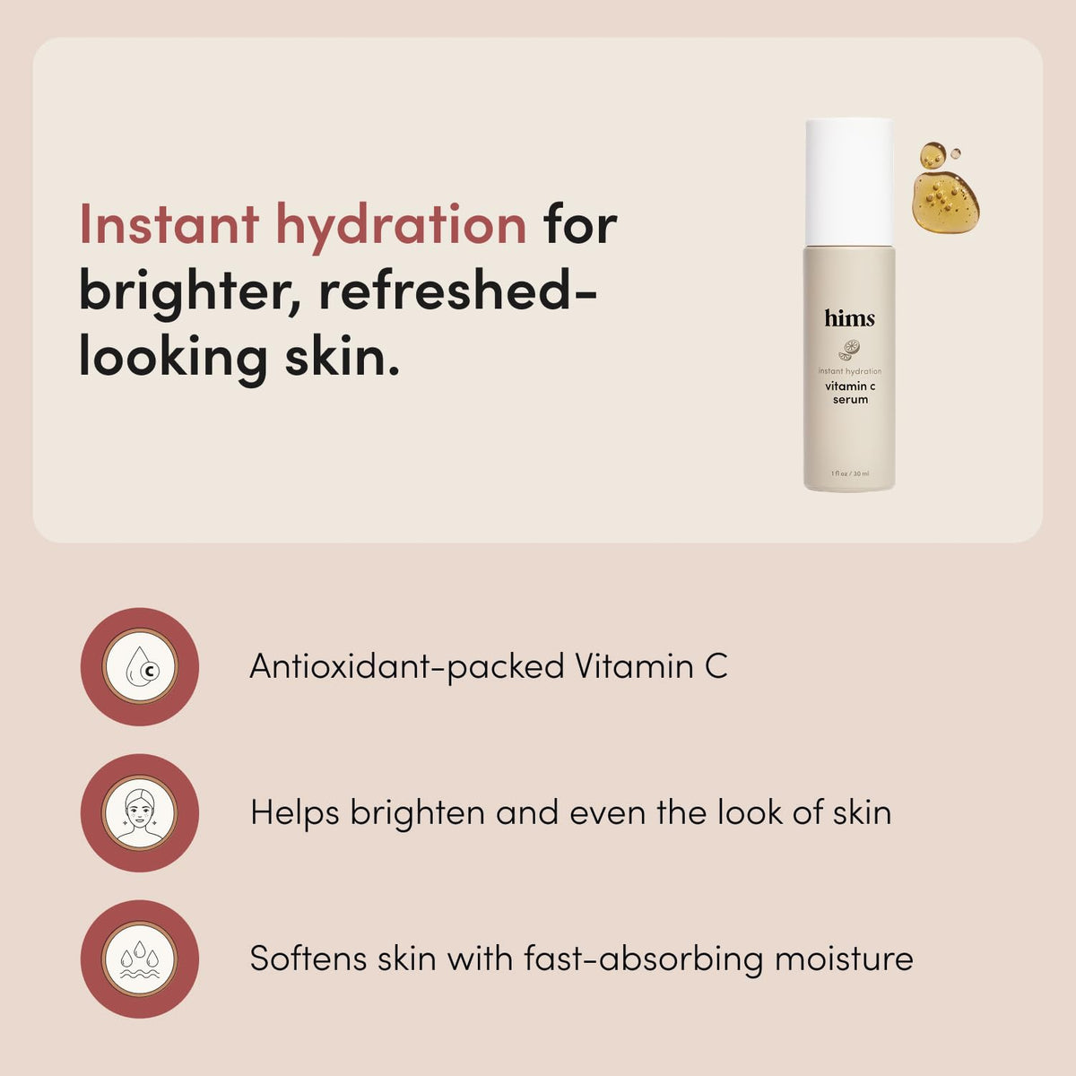 hims Vitamin C Serum, Hyaluronic Acid & Orange Peel Extract, 1 Fl Oz - thewildfolk hims Vitamin C Serum, Hyaluronic Acid & Orange Peel Extract, 1 Fl Oz