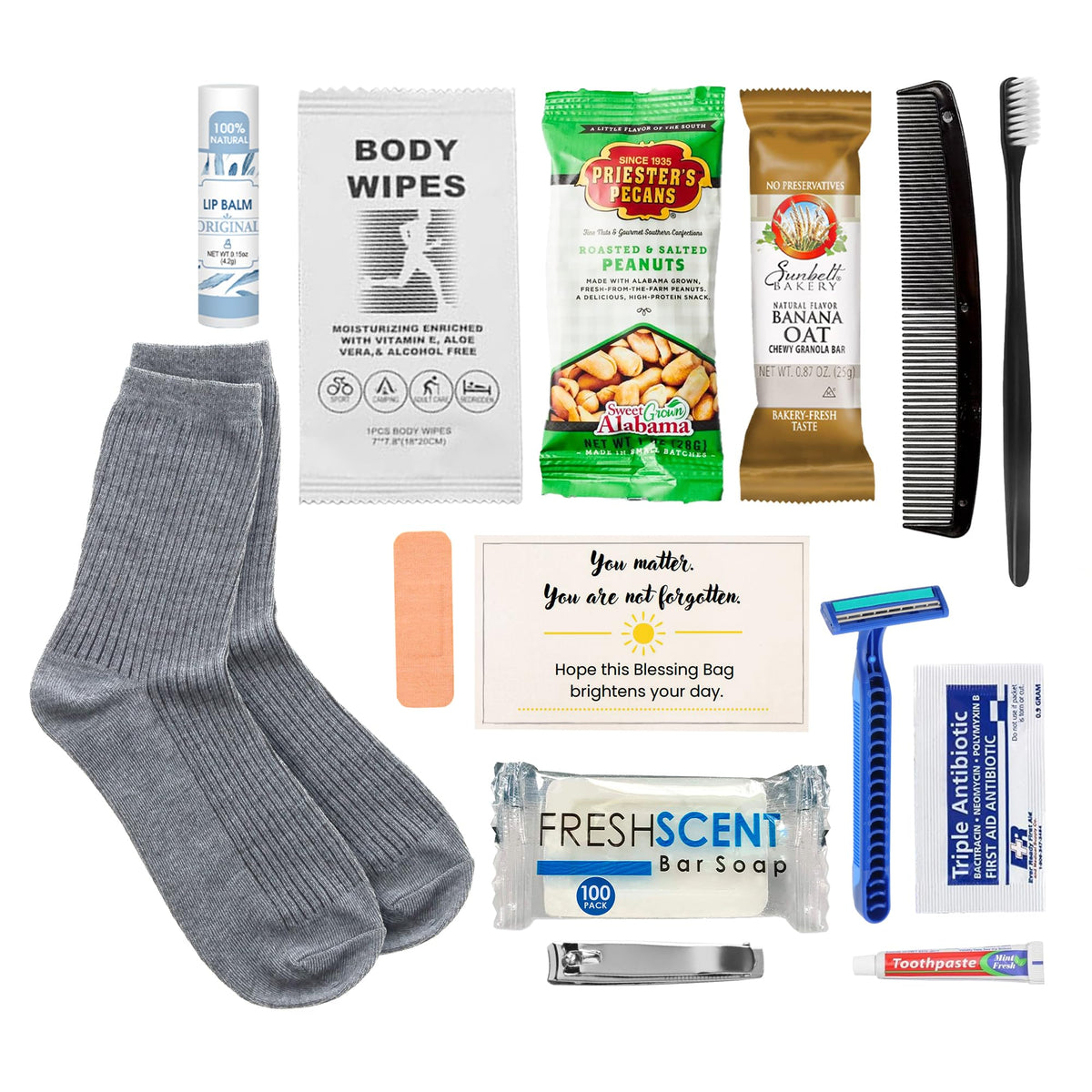Homeless Care Package (5 Count) – Complete Hygiene Kits for homeless includes Food, Socks, First Aid and Personal Care Items – 100% Pre-Assembled & Ready to Distribute - Ideal for Outreach and Charity - thewildfolk Homeless Care Package (5 Count) – Complete Hygiene Kits for homeless includes Food, Socks, First Aid and Personal Care Items – 100% Pre-Assembled & Ready to Distribute - Ideal for Outreach and Charity