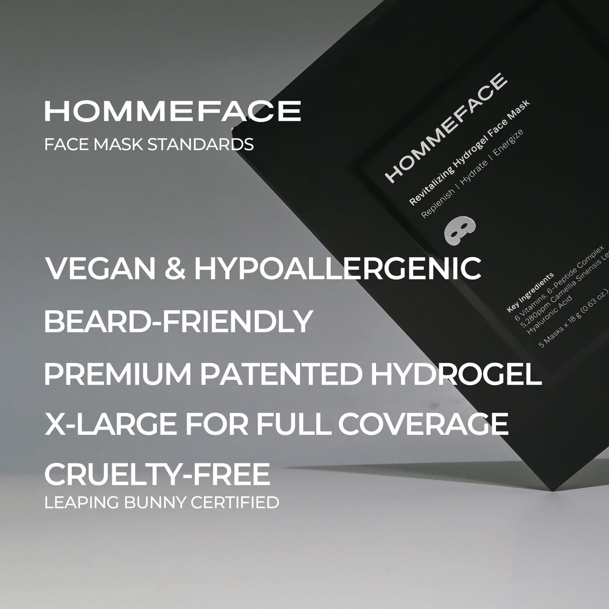 HommeFace Men’s Revitalizing Hydrogel Facial Mask Set (5ct) - Hydrating, Beard-Friendly, Anti-Aging, Soothing Face Sheet Masks - Korean Skincare Technology with Hyaluronic Acid, Vitamins & Peptides - thewildfolk HommeFace Men’s Revitalizing Hydrogel Facial Mask Set (5ct) - Hydrating, Beard-Friendly, Anti-Aging, Soothing Face Sheet Masks - Korean Skincare Technology with Hyaluronic Acid, Vitamins & Peptides