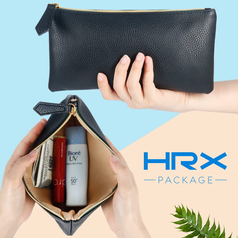 HRX Package Soft Faux Leather Cosmetic Bag, 2pcs Black Makeup Brushes Zipper Pouch Travel Organizer Case for Purse Diaper Bag - thewildfolk HRX Package Soft Faux Leather Cosmetic Bag, 2pcs Black Makeup Brushes Zipper Pouch Travel Organizer Case for Purse Diaper Bag