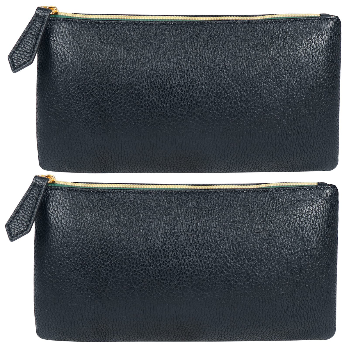 HRX Package Soft Faux Leather Cosmetic Bag, 2pcs Black Makeup Brushes Zipper Pouch Travel Organizer Case for Purse Diaper Bag - thewildfolk HRX Package Soft Faux Leather Cosmetic Bag, 2pcs Black Makeup Brushes Zipper Pouch Travel Organizer Case for Purse Diaper Bag