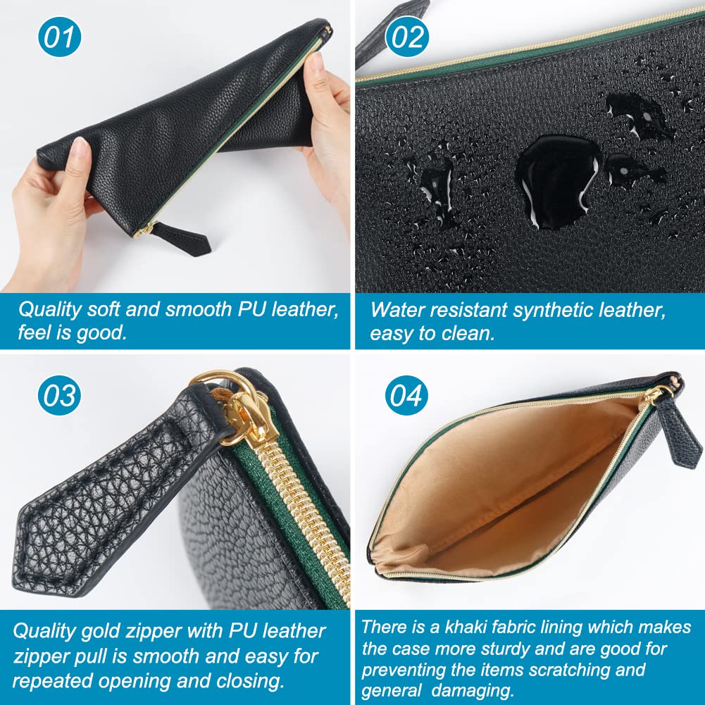 HRX Package Soft Faux Leather Cosmetic Bag, 2pcs Black Makeup Brushes Zipper Pouch Travel Organizer Case for Purse Diaper Bag - thewildfolk HRX Package Soft Faux Leather Cosmetic Bag, 2pcs Black Makeup Brushes Zipper Pouch Travel Organizer Case for Purse Diaper Bag