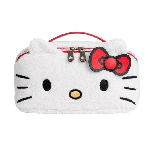 Impressions Vanity Hello Kitty Unfold Travel Makeup Bag Organizer, Opens Flat Zippered Cosmetic Bag with Cozy Sherpa Fabric Texture, Dual Compartments, Inner Pockets, Top Carrying Handle - thewildfolk Impressions Vanity Hello Kitty Unfold Travel Makeup Bag Organizer, Opens Flat Zippered Cosmetic Bag with Cozy Sherpa Fabric Texture, Dual Compartments, Inner Pockets, Top Carrying Handle