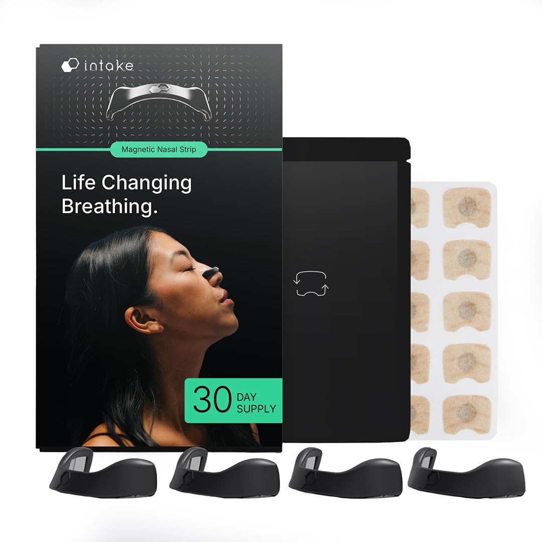 Intake Breathing — Magnetic Nasal Strips Starter Kit | Reusable Band + Tabs | Nasal Strips for Sleep, Snoring, Breathing & Sports | Stronger Lift Than Traditional Nose Strips | 4 Sizes, 30 Tabs, Black - thewildfolk Intake Breathing — Magnetic Nasal Strips Starter Kit | Reusable Band + Tabs | Nasal Strips for Sleep, Snoring, Breathing & Sports | Stronger Lift Than Traditional Nose Strips | 4 Sizes, 30 Tabs, Black